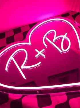 新款霓虹灯爱心镜装饰台灯亚克镜子灯EDZ房间卧室面创意舞力灯