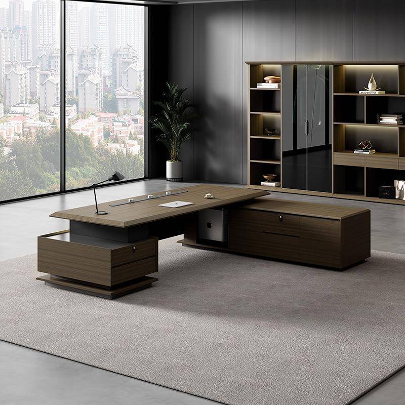 老板办公桌高档轻奢代简约董组事长总裁001现桌椅桌合大班台办公