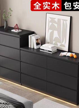 实黑色斗柜现代约用卧木室床尾五JHJ家斗柜简客厅超薄储物收纳抽