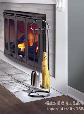 火壁炉工具DR-N0060支架铁铲火钩火钳具炉铁刷子铁艺烤炉用四件套