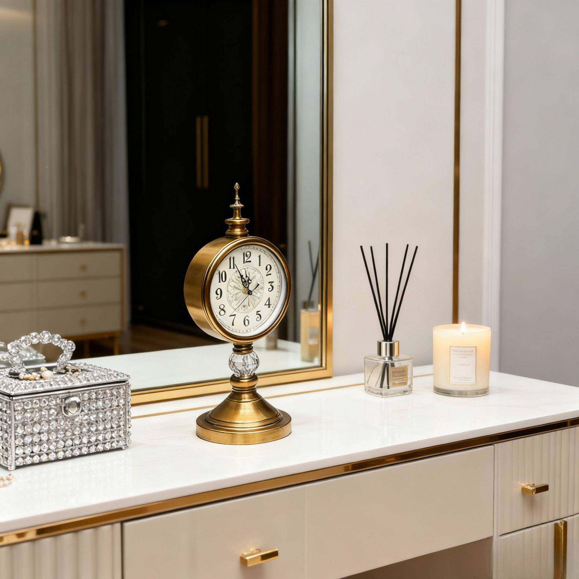 式式创台意复古客厅座钟大号桌面家用摆件台钟欧式2uY1n2gS网美红