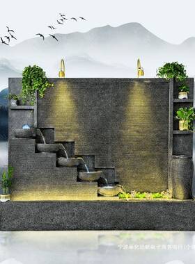 水1826幕墙流水水院景别墅景观开业庭屏墙式风装饰欧落地喷泉摆件