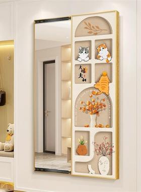 奶油风隐藏式全身镜挂36263推拉隐形穿衣镜卧可壁遮挡试衣镜画子