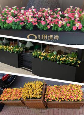仿真綠植假饰花绿装花箱花YKJ1688-售楼厅部餐隔断套装娟花长栅栏