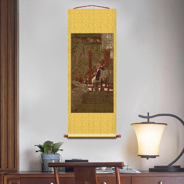 五代高僧贯休十六罗汉像阿氏多尊者唐卡布本名画复制品古代卷轴画