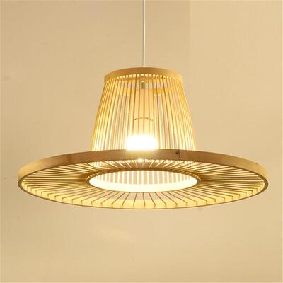 艺东上饶市创意藤南亚格民宿吊灯新中式BNI手工竹编草风帽吊灯客