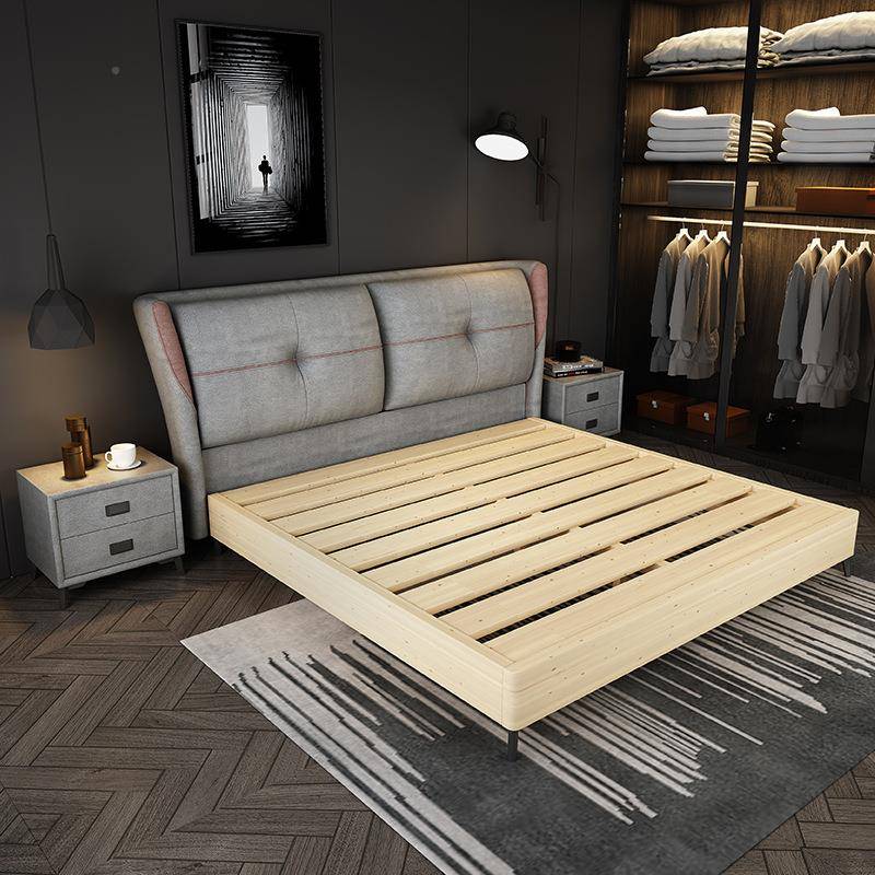 技布实木床现代简约1.8主卧经济型双米人床米软包无品牌/家用1.科