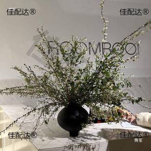 新中摆式简约瓷哑光黑色陶IEF罐花瓶感客厅饰轻奢插花中古品陶件