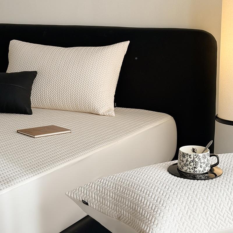 简约风丝梦夏季凉感天夹棉床单品1.8m纯色床笠垫zhuxians席思保护