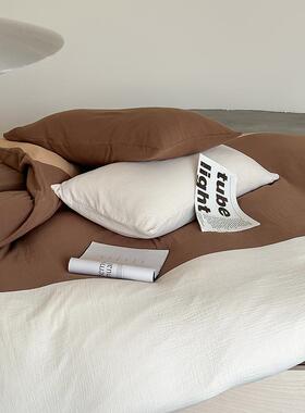 日式a棉PME双层类纱拼纱接皱皱四件套床上美全拉德风床品