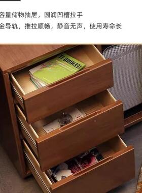 柜全实木双人办书桌IAL一体现板代老台边柜台式电脑桌书桌公桌