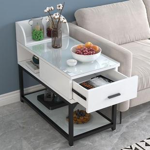 化轻奢简约沙发边边几角几客厅钢玻璃侧边柜储物柜边柜角桌茶ZHD