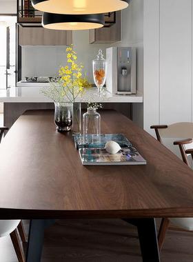 简现代实木餐约桌椅组合铁lof艺t会客桌家木用桌椅原DNZ-01餐桌椅