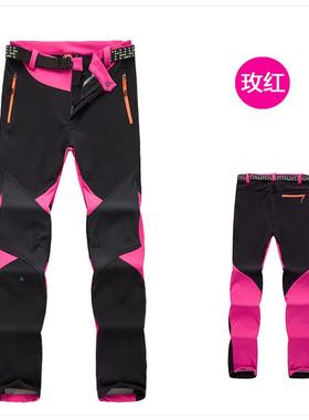 女士冲锋裤户外登山防滑雪软壳保暖冬加厚绒风防NVZ水抓长裤季新