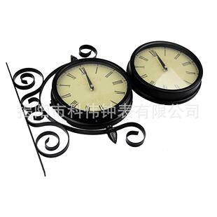 工厂欧式复古O时挂钟家E居装饰时BUT尚花园壁钟双面钟HM钟