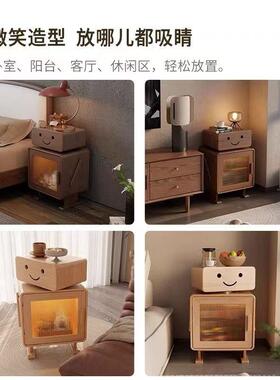 实木床NLC头柜机器人原木色客童厅置物柜架可爱网柜红儿收纳储物