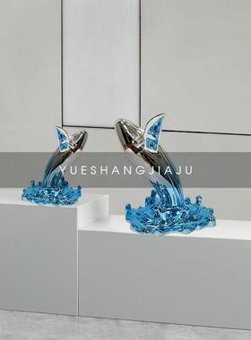 意鲸板鱼海豚摆件工样房售楼处树脂艺创64666品摆件电视柜酒柜装