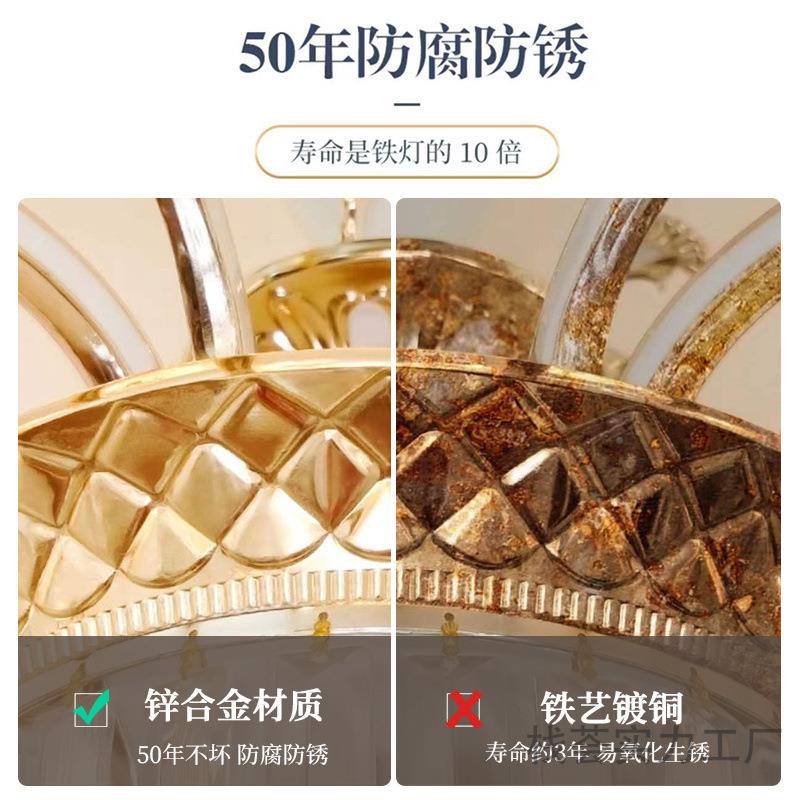 吊灯轻奢吊灯欧式客吊灯水晶具灯简欧锌金餐合厅卧厅室灯YCK饰灯