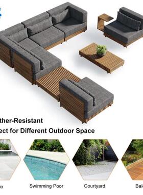 SIN户休闲实木沙发板酒店庭室外别墅外柚木餐椅组合院样房创意家