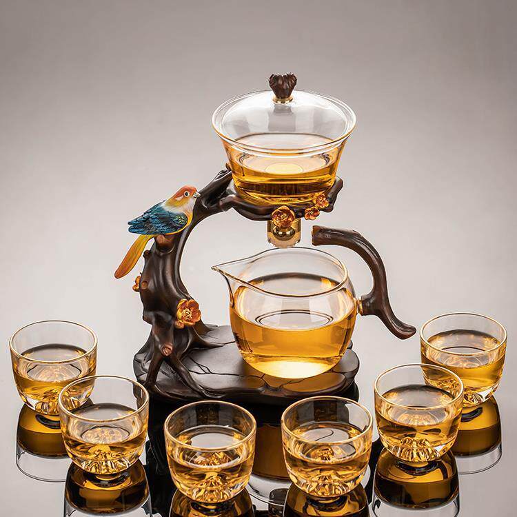 2024新款玻璃自动茶具套装家用创意个性轻奢茶杯磁吸茶壶懒人泡茶
