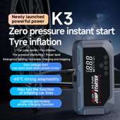 新品 K3汽车启动应急电源jump starter柴汽混强启搭火打气泵一体机