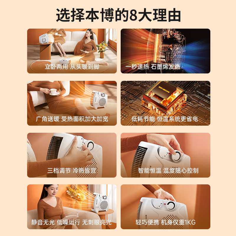 德国本博取暖器暖风机家用电暖气小太阳节能省电电热烤火炉热风机