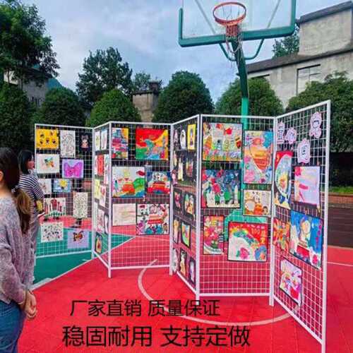 幼儿园作品折叠网格展示架画展画室学校书法展览户外移动网架
