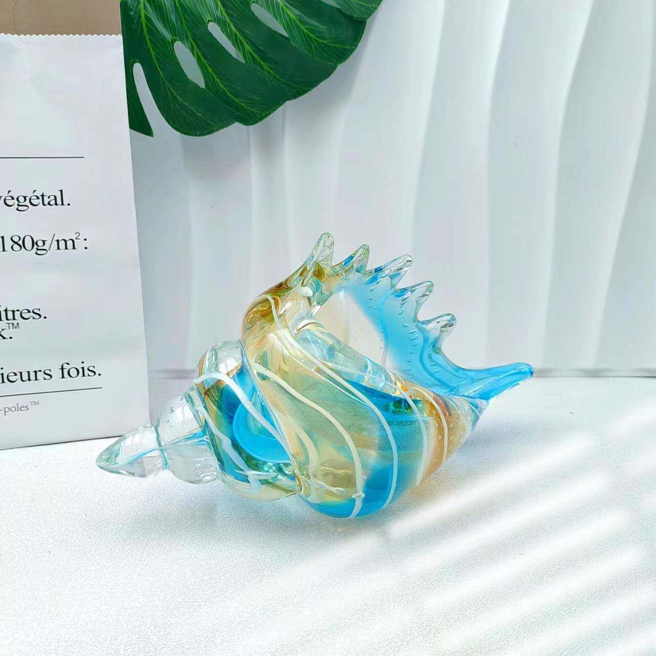 轻奢艺术琉璃多彩海螺摆件创意摆件样板间家居客厅餐桌玄关工艺品