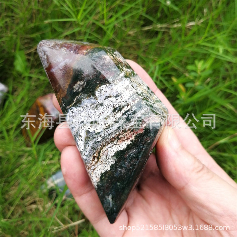 海洋碧玉多面体把玩海洋石随型把件水晶摆件原石打磨源头厂家批发
