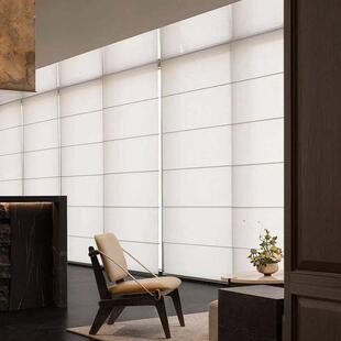 透景纱窗帘卷帘罗马帘办公室北欧风拉珠柔纱帘双层遮光卷帘免打孔