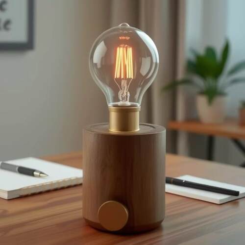 usb-typec充电灯座适配5V灯泡E27螺口胡桃色橡木款家居装饰用品
