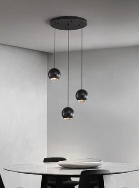 电商供货全铜黑色北欧极简吧台餐厅现代简约卧室床头单头圆形吊灯