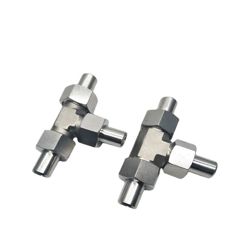 不锈钢304三通接头平面密封对接焊接活接头高压液压管接头JB/T972