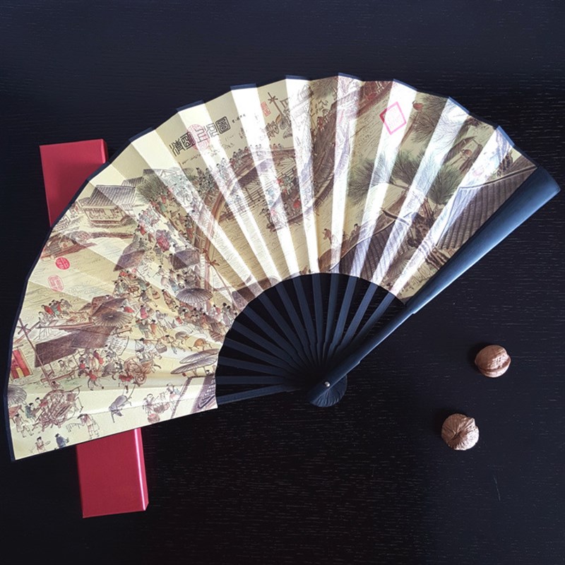 杭州礼品义和折扇男士折扇绫绢折扇定做扇子礼品定制工艺礼品