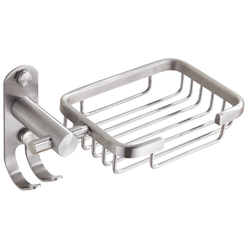 304不锈钢肥皂网架厨房浴室卫生间阳台带钩肥皂盒沥水壁挂免打孔