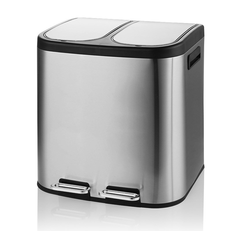 20~30L不锈钢分类垃圾桶大容量厨房办公室学校干湿分离缓降收纳桶
