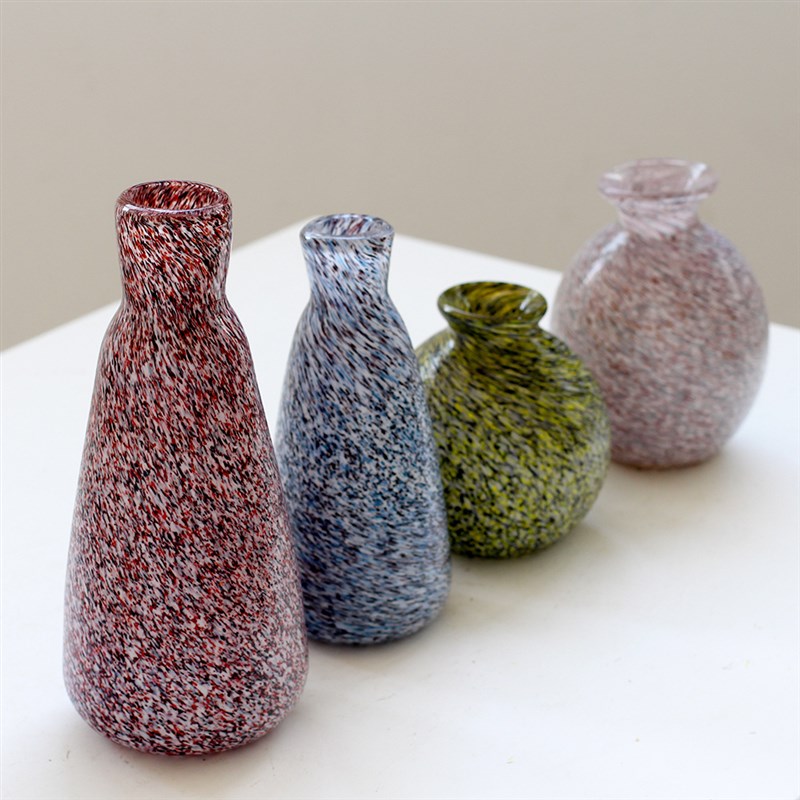 美式迷你彩色冰裂纹透明花瓶创意水培玻璃客厅电视柜桌面软装摆件