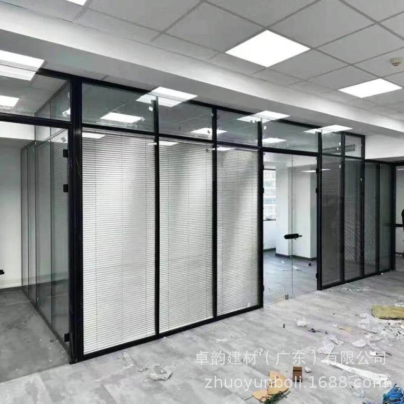 东置办公室玻璃断铝合广金屏风钢化玻84款100璃隔墙双玻内百叶高