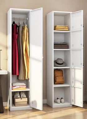 t单开门阳台宿舍防物嗮更f衣铁皮hj-743柜员工储收纳夹柜缝窄小型