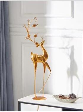 美式复地古奢鹿落装饰大轻摆件VBU店铺窗客厅电视柜旁玄关场景橱