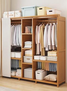 简易衣实柜全封F97765JJ闭拉帘布衣家橱用卧室租组装防尘结耐用宿