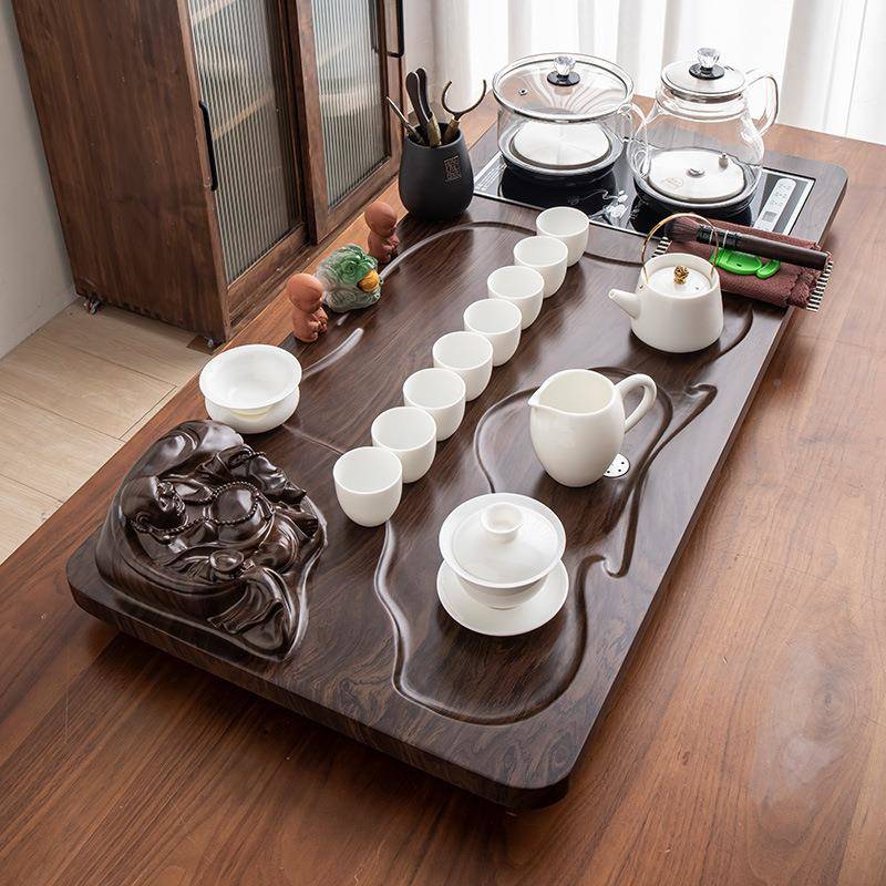 窑茶具套装家用整水立体佛茶套大茶盘汝茶台一电陶炉功体夫泡茶全