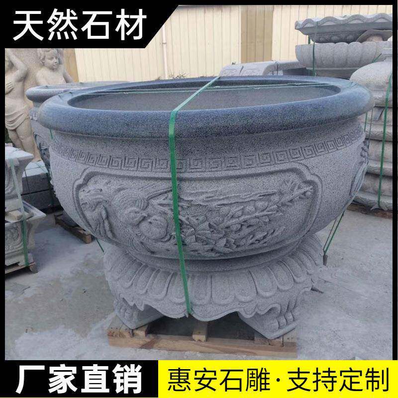 石雕花盆花钵欧式黄石花岗岩款式材花钵花园户外锈景庭院件摆别墅