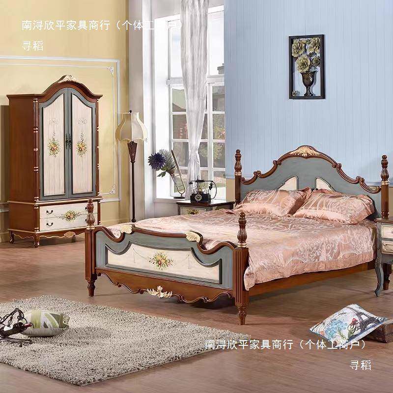 美实木式大衣柜彩绘型雕GGS花衣橱公主式粉小户地中海欧卧室挂衣