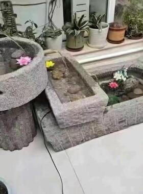 老旧石槽鱼缸石养鱼06889头盆种花庭院小石槽花流水组合民间槽牛