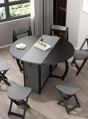 餐桌折叠圆家实木多功形能桌子简约现代小户ZG-65672奢型圆桌用轻