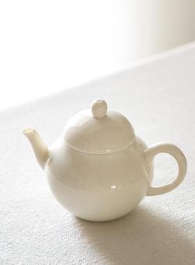 中式白色泡茶壶思亭壶梨壶号单茶道小陶杏瓷小茶壶JMF96145过滤手
