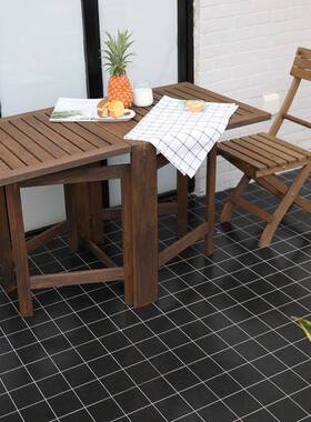 阳台实桌木炕桌黑色免安装可折叠简易方餐桌庭小VWI院茶几组小桌