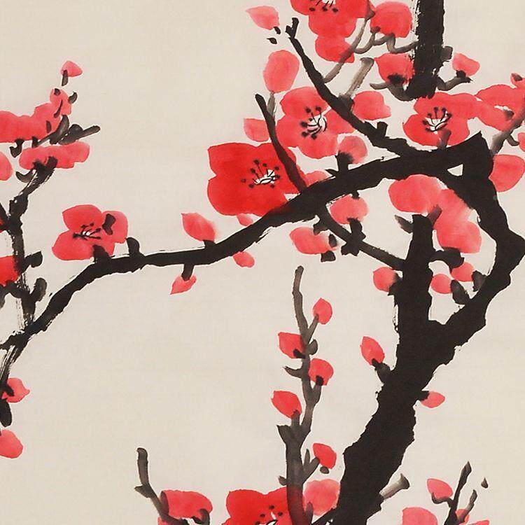 纯手厅写意梅花画装饰国画水WBU墨画房间画客画植物花绘画卉画壁