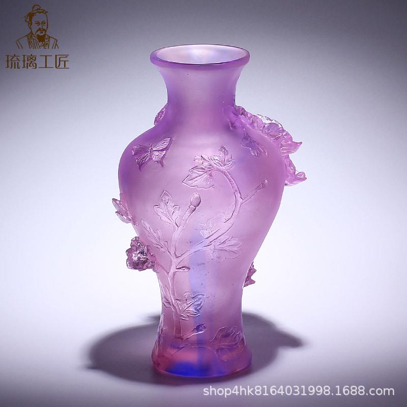 牡丹花琉璃花瓶居轻奢厅关餐厅高玄档摆件茶LLGJF705几客边几酒柜